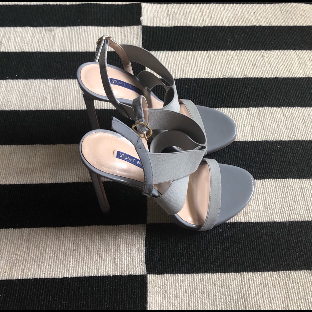 High and hot grey Stuart Weitzman stilettos